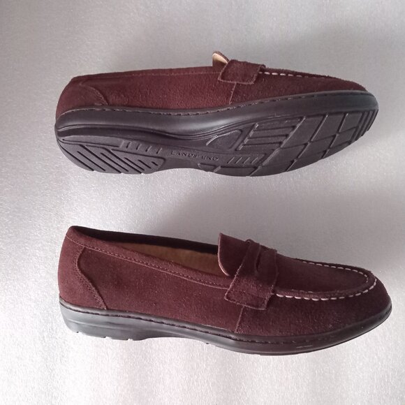NWOT Lands' End Women's Brown Suede Leather Loafers Slip On Shoes Size 8B - Picture 4 of 7